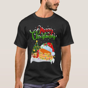 Xmas Tree Lights Santa Hat Fast Food Pancake Chris T-Shirt