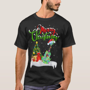 Xmas Tree Lights Santa Hat Musical Ukulele Guitar T-Shirt