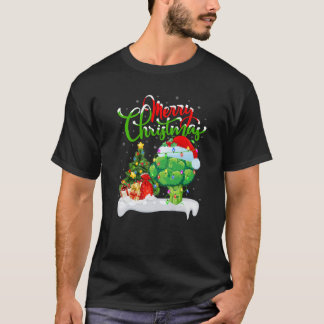 Xmas Tree Lights Santa Hat Vegetable Broccoli Chri T-Shirt