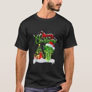 Xmas Tree Lights Santa Hat Vegetable Celery Christ T-Shirt