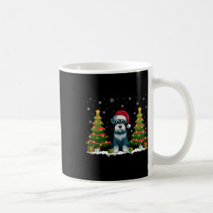 Xmas Tree Lights Schnauzer Dog Santa Hat Christmas Coffee Mug