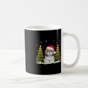Xmas Tree Lights Shih Tzu Dog Santa Hat Christmas  Coffee Mug
