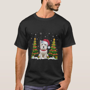 Xmas Tree Lights Sphynx Dog Santa Hat Christmas Sw T-Shirt