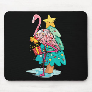 Xmas Tree Lights Tropical Flamingo Animal Christma Mouse Pad