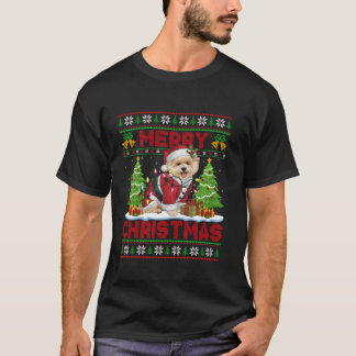 Xmas Tree Lights Ugly Santa Bichon Frise Dog Chris T-Shirt