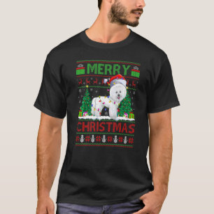 Xmas Tree Lights Ugly Santa Bichon Frise Dog Chris T-Shirt
