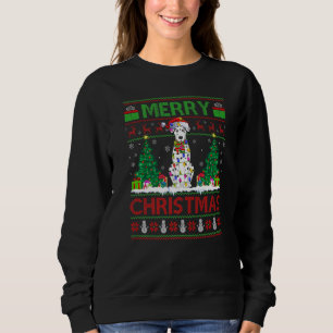 Xmas Tree Lights Ugly Santa Dalmatian Dog Christma Sweatshirt