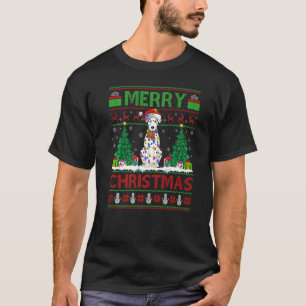 Xmas Tree Lights Ugly Santa Dalmatian Dog Christma T-Shirt