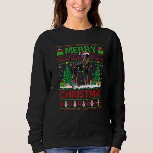 Xmas Tree Lights Ugly Santa Doberman Pinscher Dog  Sweatshirt