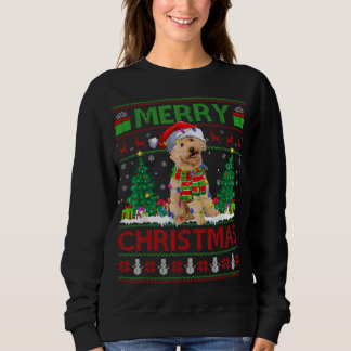 Xmas Tree Lights Ugly Santa Labradoodle Dog Christ Sweatshirt