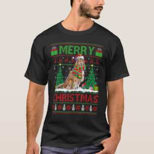 Xmas Tree Lights Ugly Santa Rough Collie Dog Chris T-Shirt