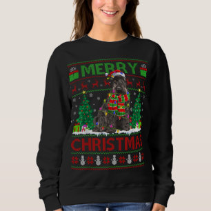 Xmas Tree Lights Ugly Santa Schnauzer Dog Christma Sweatshirt