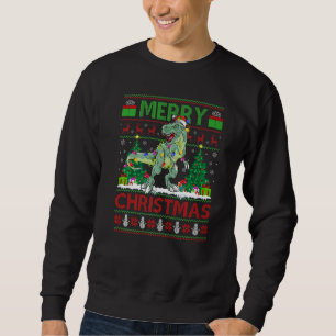 Xmas Tree Lights Ugly Santa Spinosaurus Dinosaur C Sweatshirt