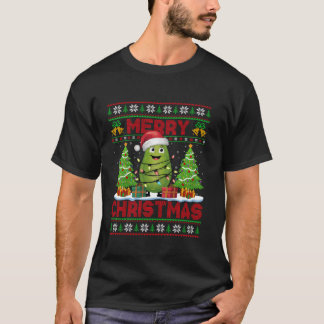 Xmas Tree Lights Ugly Style Santa Hat Pea Christma T-Shirt