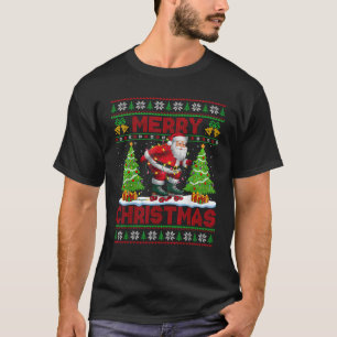 Xmas Tree Lights Ugly Style Santa Roller Skating C T-Shirt