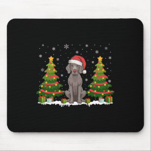 Xmas Tree Lights Weimaraner Dog Santa Hat Christma Mouse Pad