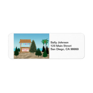 Xmas Tree Lot at the Beach Return Address Label