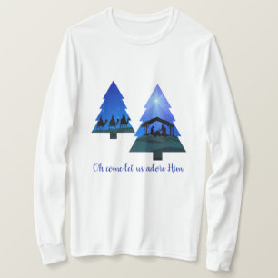 Xmas Tree Nativity: Oh come let us adore Him T-Shirt