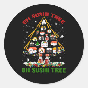 Xmas Tree Oh Sushi Christmas Tree Japanese Food Ja Classic Round Sticker