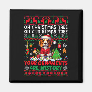 Xmas Tree Ornaments Are History Sweater Santa Beag Magnet