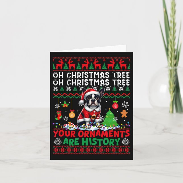 Xmas Tree Ornaments Are History Sweater Santa Bost Card (Front)