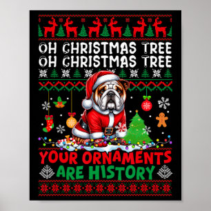Xmas Tree Ornaments Are History Sweater Santa Bull Poster