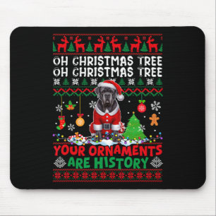 Xmas Tree Ornaments Are History Sweater Santa Cane Mouse Pad