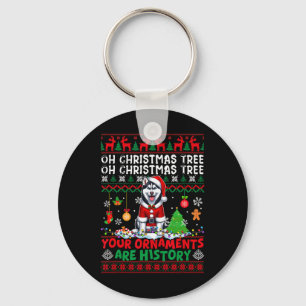 Xmas Tree Ornaments Are History Sweater Santa Husk Key Ring