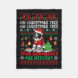 Xmas Tree Ornaments Are History Sweater Santa Land Fleece Blanket