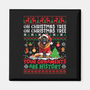 Xmas Tree Ornaments Are History Sweater Santa Leon Magnet