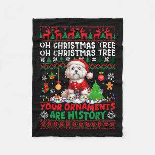 Xmas Tree Ornaments Are History Sweater Santa Malt Fleece Blanket