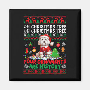 Xmas Tree Ornaments Are History Sweater Santa Malt Magnet