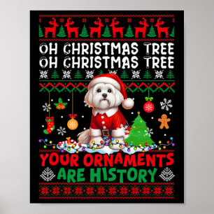 Xmas Tree Ornaments Are History Sweater Santa Malt Poster