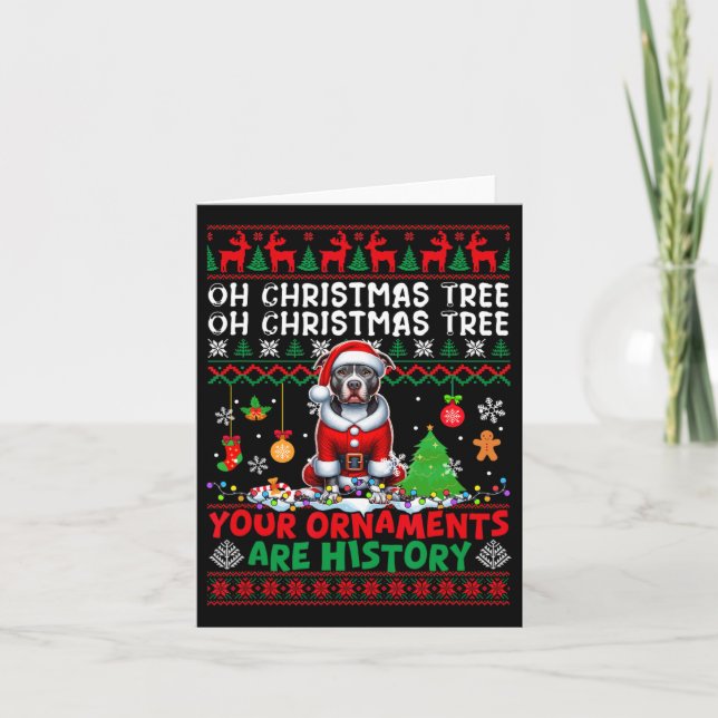 Xmas Tree Ornaments Are History Sweater Santa Pit  Card (Front)