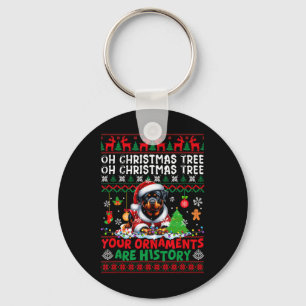 Xmas Tree Ornaments Are History Sweater Santa Rott Key Ring
