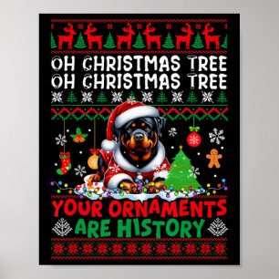 Xmas Tree Ornaments Are History Sweater Santa Rott Poster