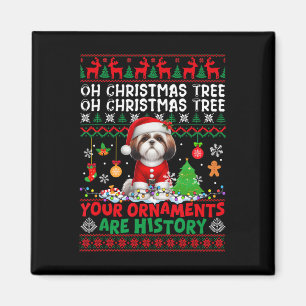 Xmas Tree Ornaments Are History Sweater Santa Shih Magnet