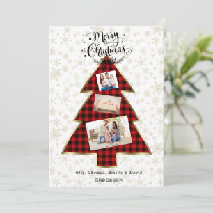 Xmas Tree Red Buffalo Gold Merry Christmas Photo Card