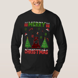 Xmas Tree Red Buffalo Plaid OB Nurse Ugly Christma T-Shirt