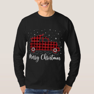 Xmas Tree Red Buffalo Plaid Red Truck Merry Christ T-Shirt