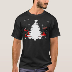 Xmas Tree Red Buffalo Plaid Reindeer Merry Christm T-Shirt