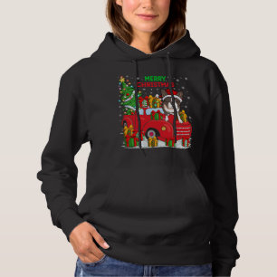 Xmas Tree Red Truck Lighting Boston Terrier Dog Ch Hoodie