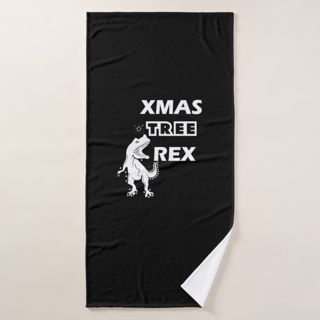 Xmas Tree Rex - Funny Dinosaur Christmas tees.   Bath Towel (Bath Towel)