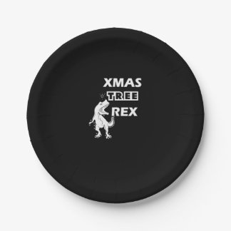 Xmas Tree Rex - Funny Dinosaur Christmas tees.   Paper Plate