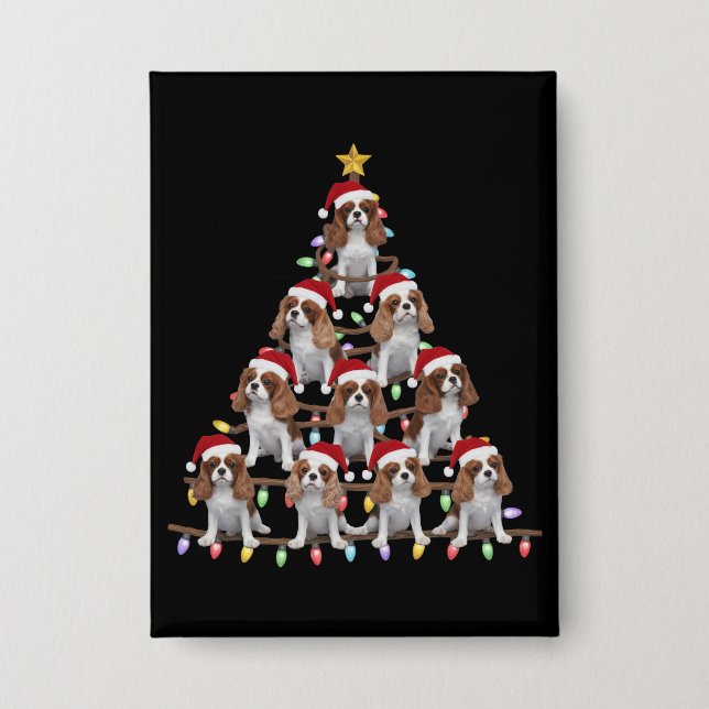 Xmas Tree Santa Cavalier King Charles Spaniel Dog  (Front)
