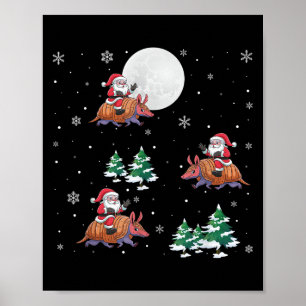 Xmas Tree Santa Riding Armadillo Funny Christmas  Poster