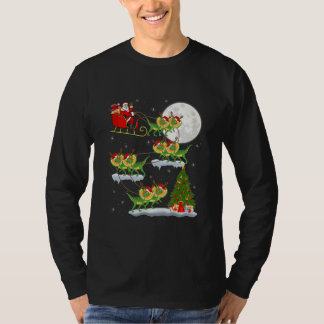 Xmas Tree Santa Riding Dilophosaurus Dinosaur T-Shirt