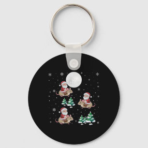 Xmas Tree Santa Riding Dormouse Funny Christmas Key Ring