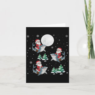 Xmas Tree Santa Riding Hammerhead Shark Funny Chri Card