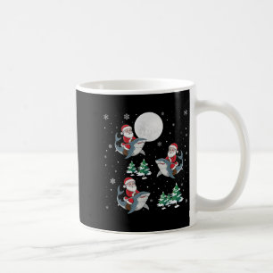 Xmas Tree Santa Riding Hammerhead Shark Funny Chri Coffee Mug